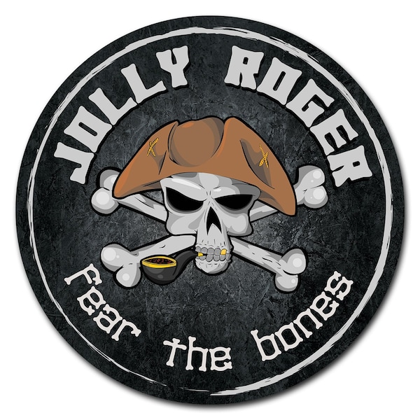 Signmission Jolly Roger Fear The Bones Circle Corrugated Plastic Sign C-16-CIR-WS-Jolly Roger Fear the Bones - main